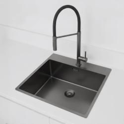 Pure.Sink Exclusivo Gun Metal dřez 54x52 cm Tapwing s otvorem pro kohoutek 10mm rádius PEX5040T-61