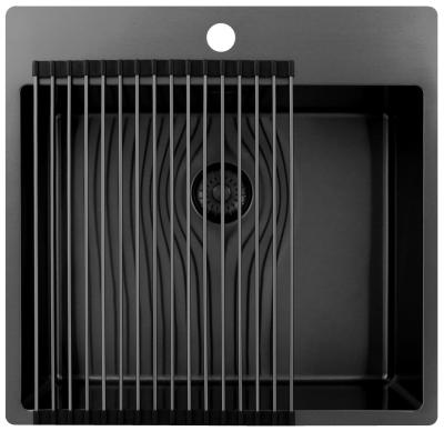 Pure.Sink Exclusivo Gun Metal dřez 54x52 cm Tapwing s otvorem pro kohoutek 10mm rádius PEX5040T-61