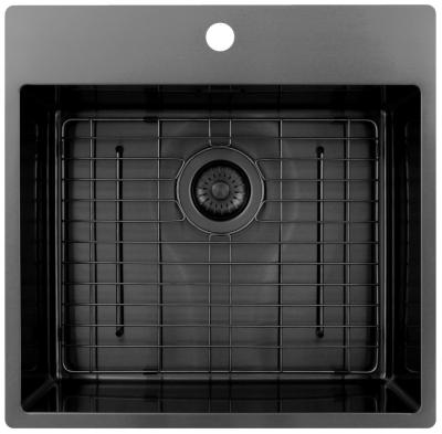 Pure.Sink Exclusivo Gun Metal dřez 54x52 cm Tapwing s otvorem pro kohoutek 10mm rádius PEX5040T-61