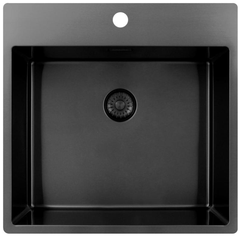 Pure.Sink Exclusivo Gun Metal dřez 54x52 cm Tapwing s otvorem pro kohoutek 10mm rádius PEX5040T-61