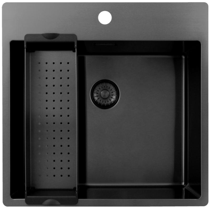 Pure.Sink Exclusivo Gun Metal dřez 54x52 cm Tapwing s otvorem pro kohoutek 10mm rádius PEX5040T-61