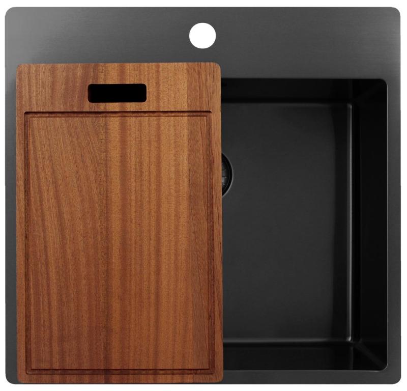 Pure.Sink Exclusivo Gun Metal dřez 54x52 cm Tapwing s otvorem pro kohoutek 10mm rádius PEX5040T-61