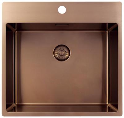 Pure.Sink Exclusivo Měděný dřez 54x52 cm Tapwing s otvorem pro kohoutek 10mm rádius PEX5040T-62
