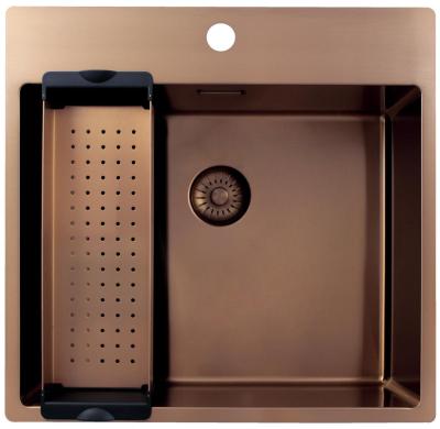 Pure.Sink Exclusivo Měděný dřez 54x52 cm Tapwing s otvorem pro kohoutek 10mm rádius PEX5040T-62