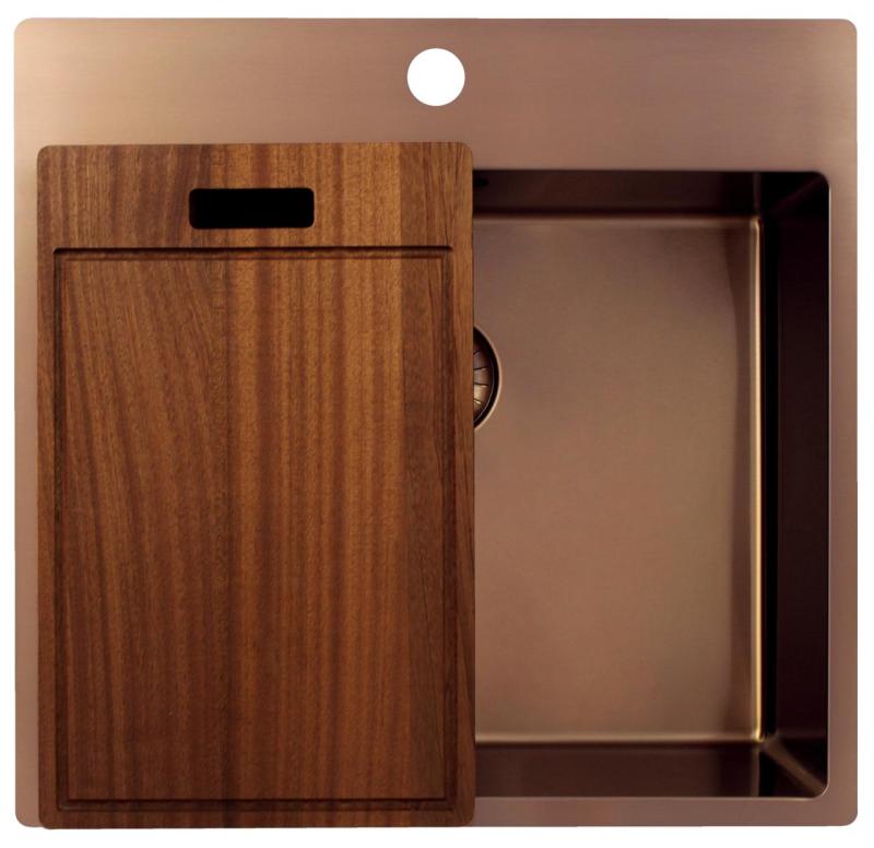 Pure.Sink Exclusivo Měděný dřez 54x52 cm Tapwing s otvorem pro kohoutek 10mm rádius PEX5040T-62