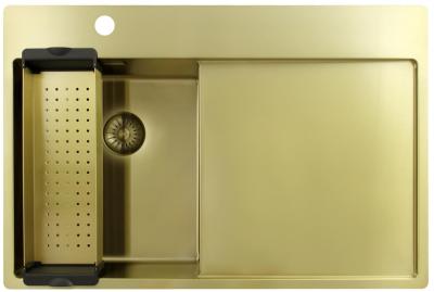Pure.Sink Exclusivo Zlatý malý dřez s odkapávací částí 78x52 cm Tapwing vlevo PEX3478LT-60