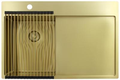 Pure.Sink Exclusivo Zlatý malý dřez s odkapávací částí 78x52 cm Tapwing vlevo PEX3478LT-60