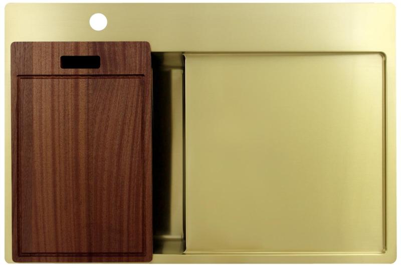 Pure.Sink Exclusivo Zlatý malý dřez s odkapávací částí 78x52 cm Kohoutek vlevo PEX3478LT-60