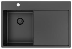 Pure.Sink Exclusivo Gun Metal malý dřez s odkapávací částí 78x52 cm Tapwing vlevo PEX3478LT-61
