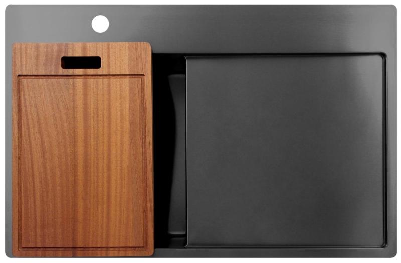 Pure.Sink Exclusivo Gun Metal malý dřez s odkapávací částí 78x52 cm Tapwing vlevo PEX3478LT-61