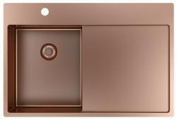 Pure.Sink Exclusivo Měděný malý dřez s odkapávací částí 78x52 cm Tapwing vlevo PEX3478LT-62