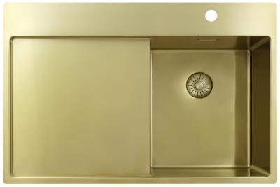 Pure.Sink Exclusivo Zlatý malý dřez s odkapávací částí 78x52 cm Křidélko vpravo PEX3478RT-60
