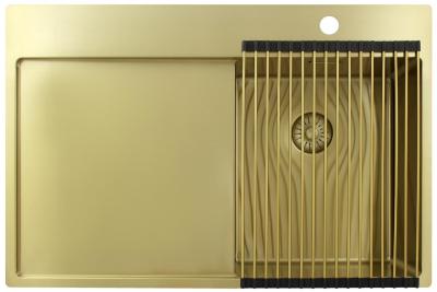 Pure.Sink Exclusivo Zlatý malý dřez s odkapávací částí 78x52 cm Křidélko vpravo PEX3478RT-60