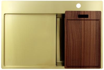 Pure.Sink Exclusivo Zlatý malý dřez s odkapávací částí 78x52 cm Křidélko vpravo PEX3478RT-60