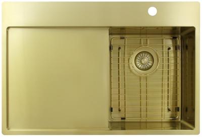 Pure.Sink Exclusivo Zlatý malý dřez s odkapávací částí 78x52 cm Křidélko vpravo PEX3478RT-60