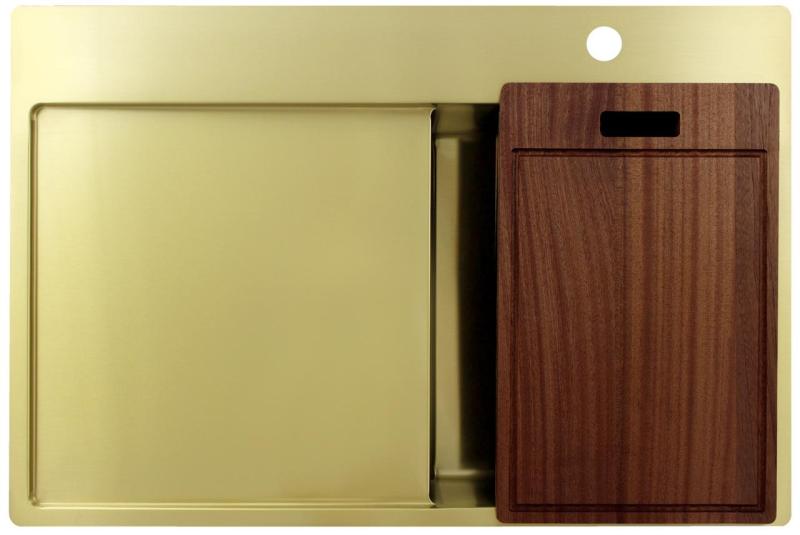 Pure.Sink Exclusivo Zlatý malý dřez s odkapávací částí 78x52 cm Tapwing vpravo PEX3478RT-60