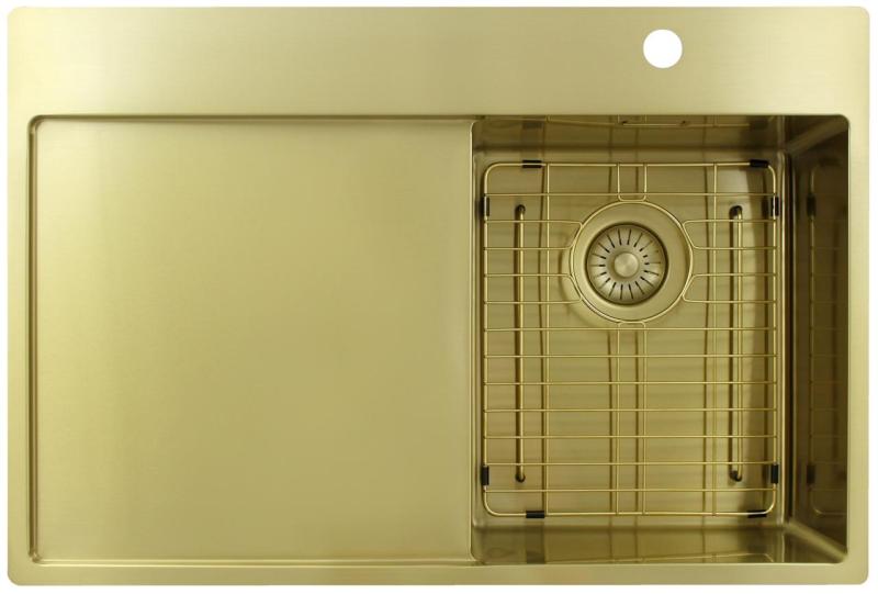 Pure.Sink Exclusivo Zlatý malý dřez s odkapávací částí 78x52 cm Tapwing vpravo PEX3478RT-60