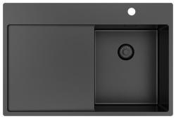 Pure.Sink Exclusivo Gun Metal malý dřez s odkapávací částí 78x52 cm Tapwing vpravo PEX3478RT-61