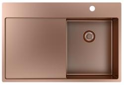 Pure.Sink Exclusivo Měděný malý dřez s odkapávací částí 78x52 cm Tapwing vpravo PEX3478RT-62