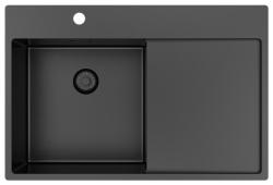 Pure.Sink Exclusivo Gun Metal dřez s odkapávací částí 78x52 cm Tapwing vlevo PEX4078LT-61