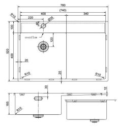 Pure.Sink Exclusivo Gun Metal dřez s odkapávací částí 78x52 cm Tapwing vlevo PEX4078LT-61