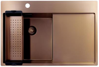 Pure.Sink Exclusivo Měděný dřez s odkapávací částí 78x52 cm Tapwing vlevo PEX4078LT-62