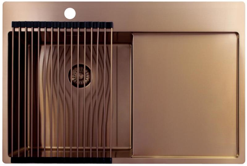 Pure.Sink Exclusivo Měděný dřez s odkapávací částí 78x52 cm Tapwing vlevo PEX4078LT-62