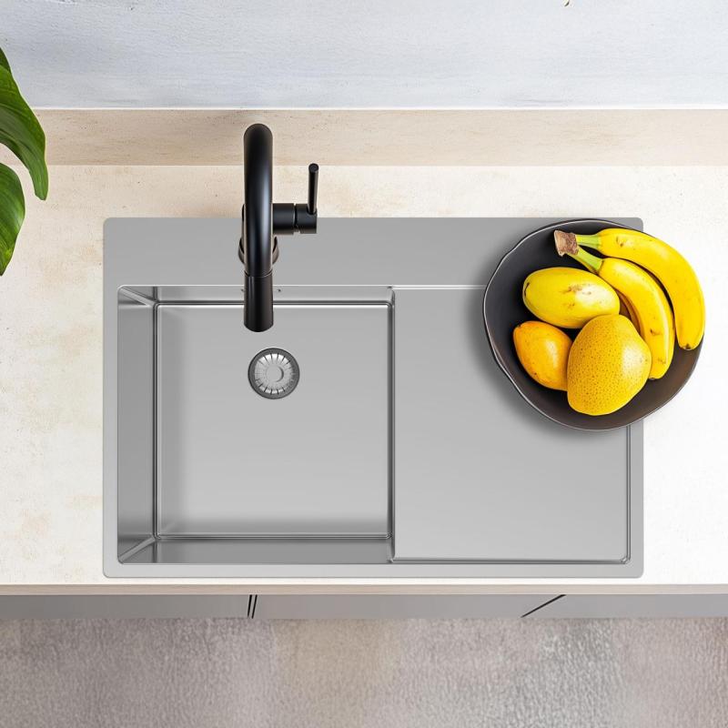 Pure.Sink Exclusivo Nerezový dřez s odkapávací částí 78x52 cm Tapwing vpravo PEX4078RT-02