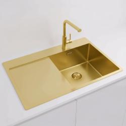 Pure.Sink Exclusivo Zlatý dřez s odkapávací částí 78x52 cm Tapwing vpravo PEX4078RT-60