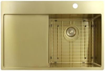 Pure.Sink Exclusivo Zlatý dřez s odkapávací částí 78x52 cm Tapwing vpravo PEX4078RT-60