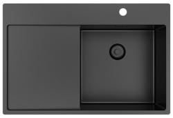 Pure.Sink Exclusivo Gun Metal dřez s odkapávací částí 78x52 cm Tapwing vpravo PEX4078RT-61