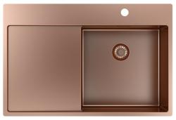 Pure.Sink Exclusivo Měděný dřez s odkapávací částí 78x52 cm Křídlo kohoutku vpravo PEX4078RT-62