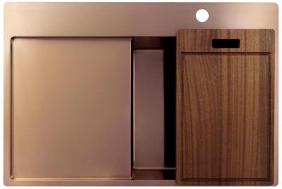 Pure.Sink Exclusivo Měděný dřez s odkapávací částí 78x52 cm Křídlo kohoutku vpravo PEX4078RT-62