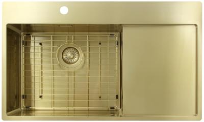 Pure.Sink Exclusivo Zlatý dřez s odkapávací částí 86x52 cm Tapwing vlevo PEX5086LT-60