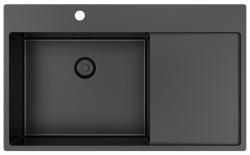 Pure.Sink Exclusivo Gun Metal dřez s odkapávací částí 86x52 cm Tapwing vlevo PEX5086LT-61