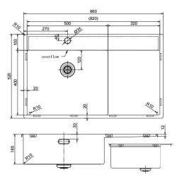 Pure.Sink Exclusivo Gun Metal dřez s odkapávací částí 86x52 cm Tapwing vlevo PEX5086LT-61
