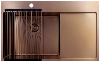Pure.Sink Exclusivo Měděný dřez s odkapávací částí 86x52 cm Křídlo kohoutku vlevo PEX5086LT-62