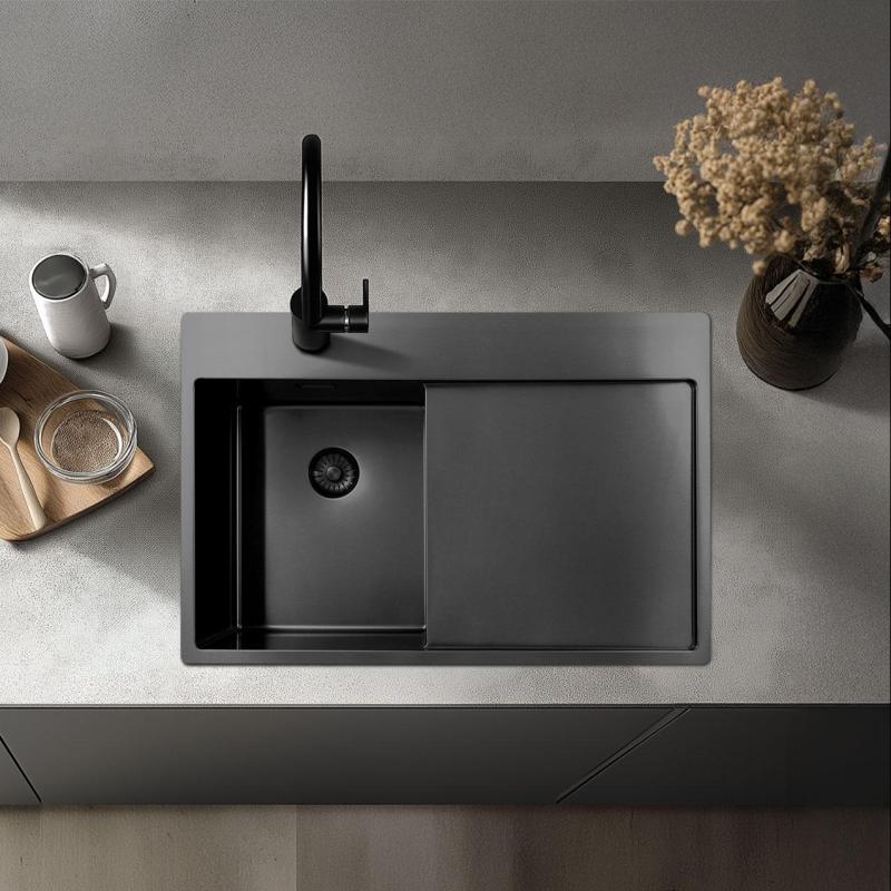 Pure.Sink Exclusivo RVS dřez s odkapávací částí 86x52 cm Tapwing vpravo PEX5086RT-02