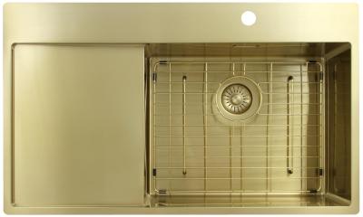 Pure.Sink Exclusivo Zlatý dřez s odkapávací částí 86x52 cm Tapwing vpravo PEX5086RT-60