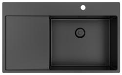 Pure.Sink Exclusivo Gun Metal dřez s odkapávací částí 86x52 cm Tapwing vpravo PEX5086RT-61