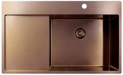 Pure.Sink Exclusivo Měděný dřez s odkapávací částí 86x52 cm Tapwing vpravo PEX5086RT-62