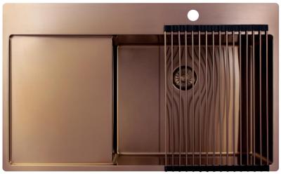 Pure.Sink Exclusivo Měděný dřez s odkapávací částí 86x52 cm Tapwing vpravo PEX5086RT-62
