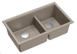 Quadri Newport II Dvojitý Taupe Granitový Vrchní Dřez 76x45 cm s nerezovou zástrčkou 1208971372