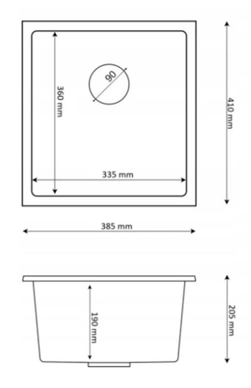 Graniteland Miniva Granitový Dřez Šedý vestavěný 385x410 cm 1208971453