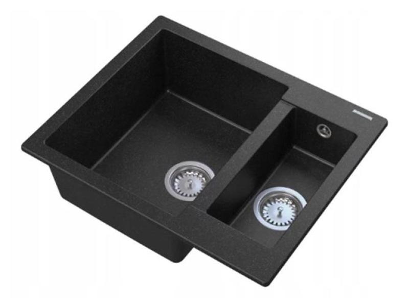 Graniteland Adda Granitový černý 1.5 Dřez Nástavba 600x495mm 1208971454