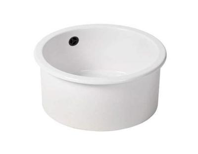 Ausmann Ceramic Ember Keramický Bílý Kulatý Umyvadlo na Montáž a Podmontáž s Černou Zátkou 1208971464