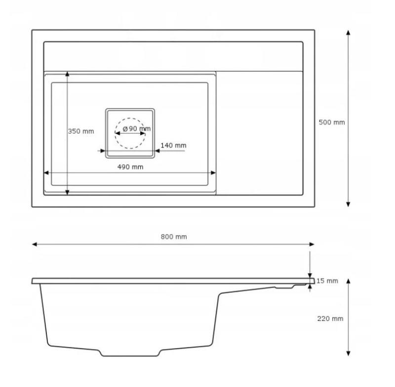 Graniteland Seta Granitový Béžový Pískový Dřez nástavba 80x50 cm1208971620