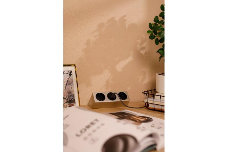 Nábytková zásuvka SOFITO, 2xSHUKO, USB A+C, kabel 1,5 m, nerezová ocel