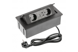 Nábytková zásuvka MULTISOFT, 2xSHUKO, USB A+C, RJ45, kabel 1,5 m, černá