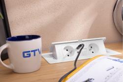 MULTISOFT Nábytková zásuvka 2x zásuvka s uzemněním, USB A+C, RJ45, napájecí kabel s vidlicí, bílá